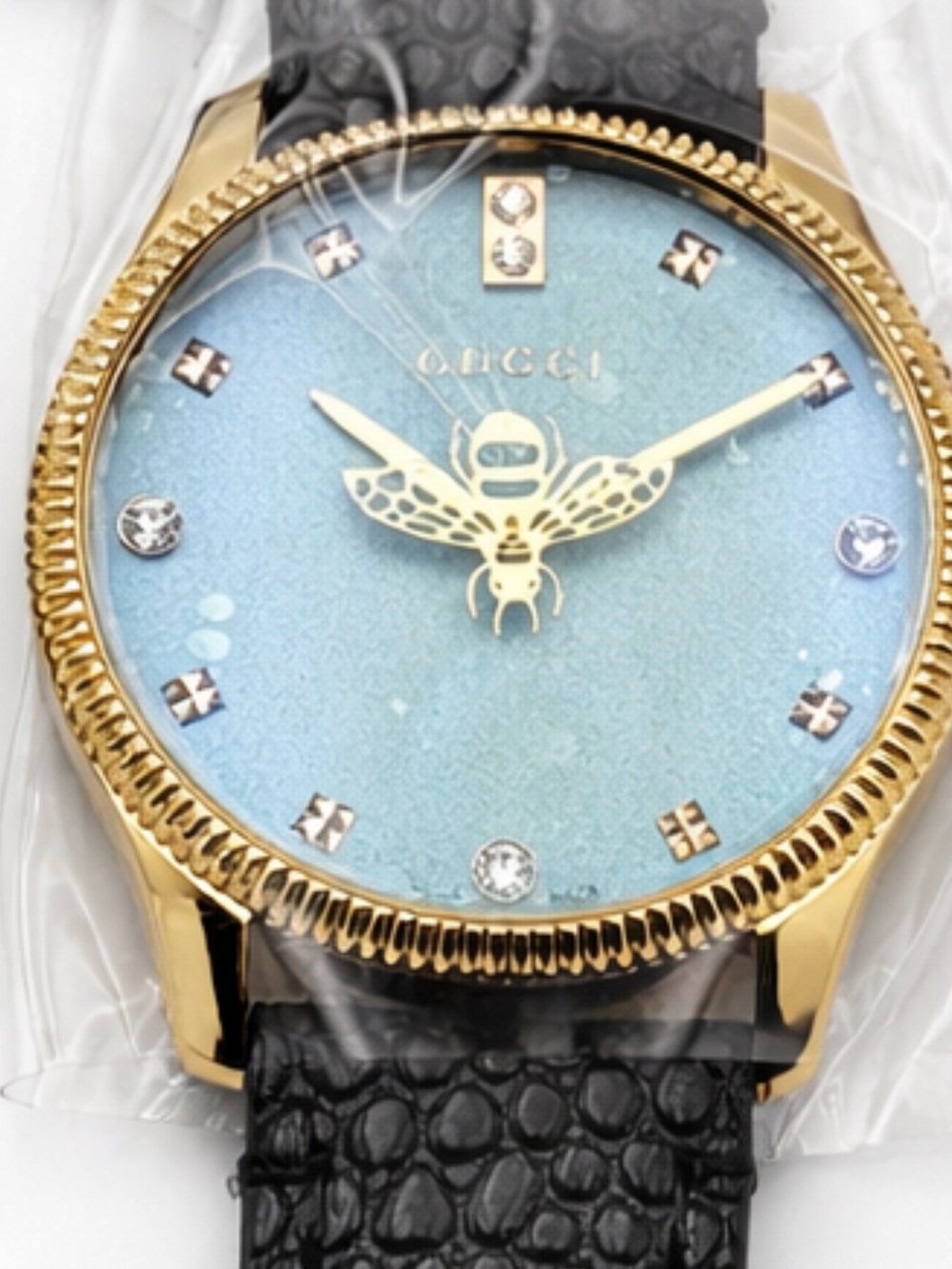 NEW Gucci G-Timeless 29mm Watch Mother of Pearl Blue Bee YA1265018 - Picture 2 of 11